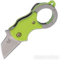  - Fox Knives Mini-Ka, BeadBlasted Blade, Green FRN Handle