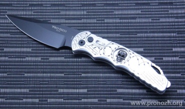    Pro-Tech TR-4 Auto Limited, DLC-Coated Blade, Aluminum Handle, Bruce Shaw Skull Inlay