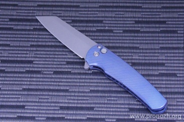   Pro-Tech Malibu, Stonewash Blade, Blue Titanium Handle