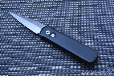    Pro-Tech Godson, Satin Finished Blade, Solid Black Aluminum Handle