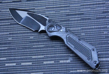    Microtech DOC Killswitch, Hand Ground, Two Toned Black Ceramic Coating, Carbon Fiber Handle