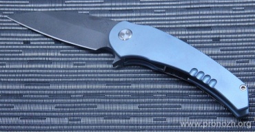   Medford Knife & Tool   Viper Flipper, Black PVD-Coated Blade, D2 Tool Steel, Blue Muted Fade Anodized Titanium Handle