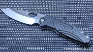   Medford Knife & Tool   Infraction, Stonewash Blade, D2 Tool Steel, Tumbled Titanium Handle / Carbon Fiber Handle