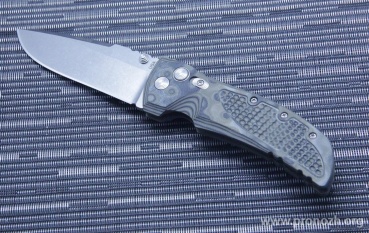   Hogue EX-01 4" Drop Point Manual, Stone-Tumbled Blade, Green / Gray G-Mascus  G10 Handle