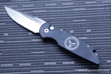    Pro-Tech TR-3 Limited Punisher, Satin Finish Blade, Black Aluminum Handle