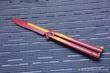  Microtech Tachyon III Balisong Flash Red / Yellow SE Blade, Red / Yellow Aluminum Handle