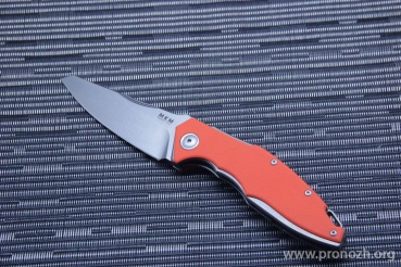  MKM Knives  Raut Front Flipper, Stonewashed Blade, Orange G-10 Handle