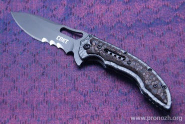   CRKT Fossil Compact IKBS  Flipper, Titanium Nitride Coated Blade, Combo Edge, Steel Handle with G10 Inlays