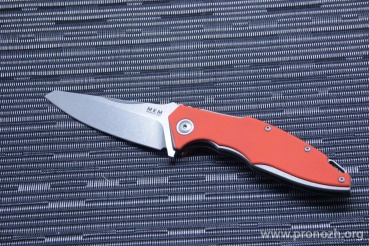   MKM Knives  Raut Flipper, Stonewashed Blade, Orange G-10 Handle