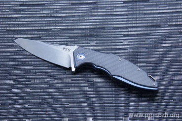   MKM Knives  Raut Flipper, Stonewashed Blade, Carbon Fiber Handle