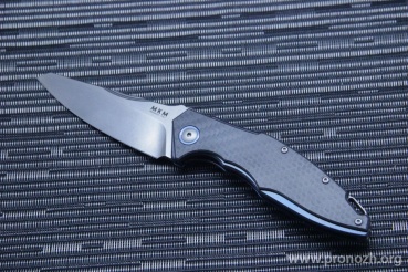   MKM Knives  Raut Front Flipper, Stonewashed Blade, Carbon Fiber Handle