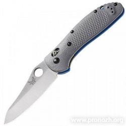   Benchmade Griptilian 550 Series, Crucible CPM 20CV Steel, Satin Finish Blade, Gray / Blue G-10 Handle