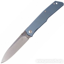   Fox Knives  FX-525 Terzuola, Stonewashed Blade, Blue Titanium Handle