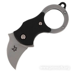  - Fox Knives Mini-Ka, BeadBlasted Blade, Black FRN Handle