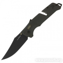   Sog Trident Mk3 Clip Point, Black Blade, Plain Edge, OD Green GRN Handle