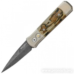    Pro-Tech Godson Custom, DLC-Coated Blade, Bronze Titanium Handle with Mastodon Tooth