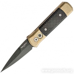    Pro-Tech Godson Custom, DLC-Coated Blade, Bronze Aluminum Handle with Carbon Fiber Inlays