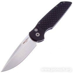    Pro-Tech TR-3, Stonewashed Blade,  Fish Scale Black Aluminum Handle 