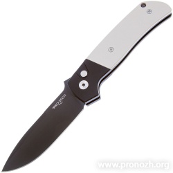    Pro-Tech Terzuola ATCF Automatic, DLC Coated Blade,  Black Aluminum Handle with Ivory Micarta Inlays