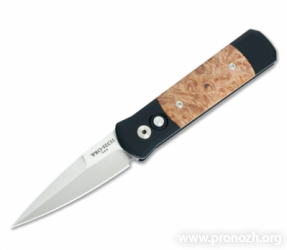    Pro-Tech Godson, 154CM Steel, Black Aluminum Handle / Maple Burl