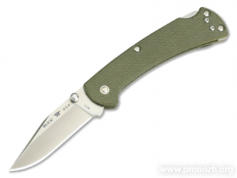   Buck Folding Ranger Slim Pro, Crucible CPM S30V Steel, Satin Finish Blade, OD Green Micarta Handle