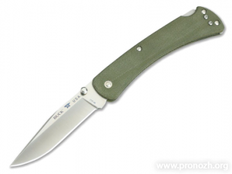   Buck Folding Hunter Slim Pro, Crucible CPM S30V Steel, Satin Finish Blade, OD Green Micarta Handle