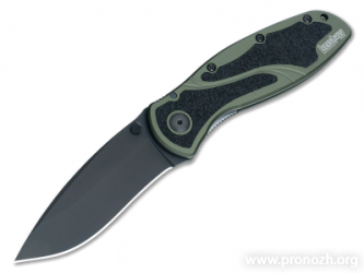   Kershaw Blur,  Sandvik 14C28N Steel, DLC Coated Blade, Olive Aluminium Handle