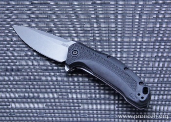   Kershaw Link, 420 Steel, Stonewashed Blade, Black GRN Handle