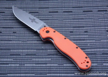   Ontario RAT-1 Model, Aus-8 Steel, Satin Finish Blade, Orange GRN Handle