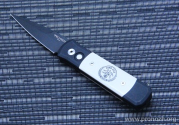    Pro-Tech Godson Chris Kyle "Legend" Logo, DLC Coated Blade, Solid Black Aluminum Handle with Ivory Micarta Inlays