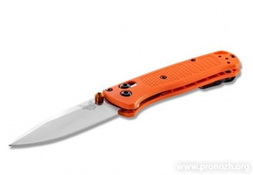   Benchmade Mini Bugout, Crucible CPM S30V Steel, Satin Finish Blade, Orange Grivory Handle