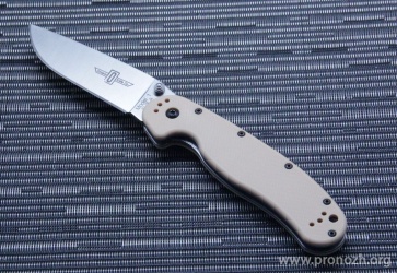   Ontario RAT-1 Model, Aus-8 Steel, Satin Finish Blade, Desert Tan GRN Handle