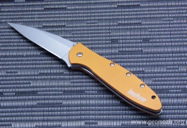 Складной нож Kershaw Leek, Sandvik 14C28N Steel, Bead Blasted Blade, Orange Aluminium Handle