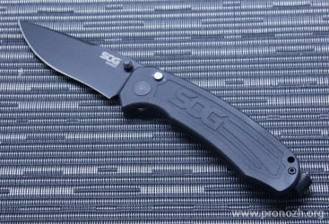   SOG Banner, Black Cerakote Blade, Crucible CPM S35VN Steel, Black Aluminium Handle