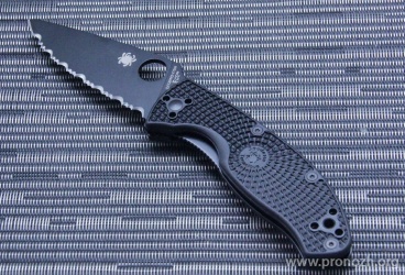   Spyderco Tenacious Lightweight, Black Blade, 8Cr13MoV Steel, Serrated Edge, Black FRN Handle
