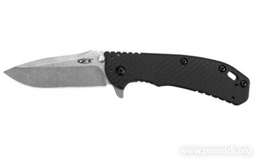   Zero Tolerance ZT0566CF, Stonewashed Blade, Carbon Fiber / Stainless Steel Handle