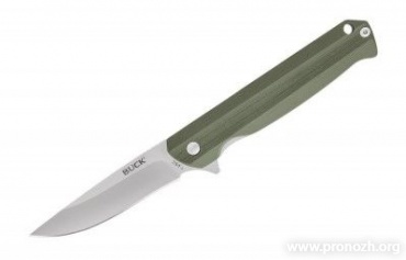   Buck  Langford, Satin Finish Blade, Green G-10 Handle