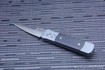    Pro-Tech Godson, Satin Finish Blade, Black Aluminum Handle with Carbon Fiber Inlays