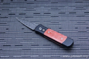    Pro-Tech Godson, Chad Nichols Damascus  Steel, Black Aluminum Handle / Maple Burl