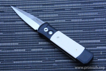    Pro-Tech Godson Tuxedo, Satin Finish Blade, Black Aluminum Handle with Ivory Micarta Inlays