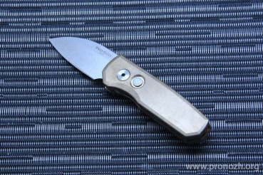    Pro-Tech Runt 5 Wharncliffe Auto, Stonewashed Blade, Bronze Aluminum Handle