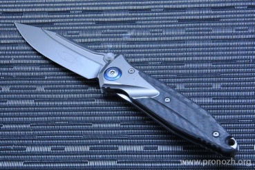   Microtech / Rike Knife Collaboration Socom Bravo S/E, Titanium Handle, Bead Blast Standard, Blue Titanium Pivot Collar, Carbon Fiber Scales