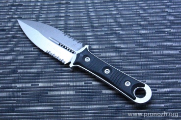   Microtech Borka Blades SBD Fixed, StoneWash  Partial Serrated