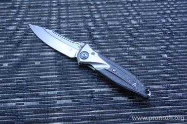   Microtech / Rike Knife Collaboration Socom Bravo Mini S/E, Titanium Handle, Bead Blast Standard, Blue Titanium Pivot Collar, Carbon Fiber Scales