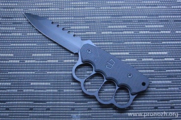   Blackside Customs  Trench Boss Reaper Spine Triple Black Trench Knife