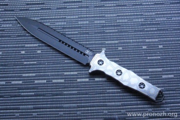   Heretic Knives Nephilim Double Edge, DLC Full Serrated, Flame Titanium Handle