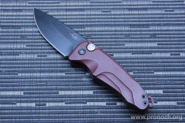    Medford Knife & Tool Smooth Crimenal Auto, PVD Blade, CPM-S45VN Steel, Red Titanium Handle
