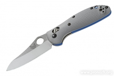   Benchmade Griptilian Mini, Crucible CPM 20CV Steel, Satin Finish Blade, Gray / Blue G-10 Handle