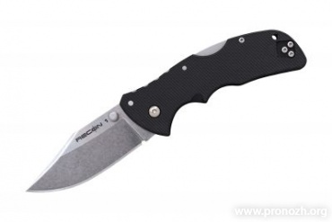   Cold Steel Mini Recon 1 Clip Point, AUS-10 Steel, Stonewash Blade, Black G-10 Handle