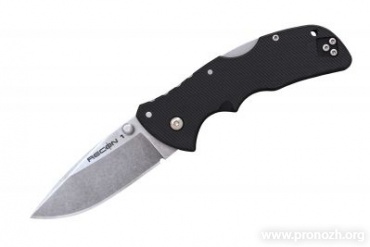   Cold Steel Mini Recon 1 Spear Point, AUS-10 Steel, Stonewash Blade, Black G-10 Handle